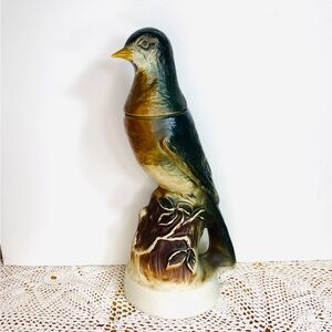 Jim Beam Ceramic Bird Decanter  - Green and Brown